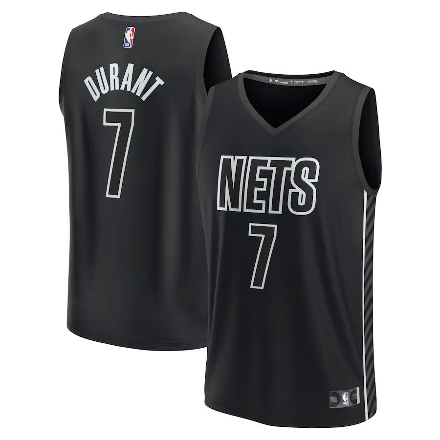 Men Brooklyn Nets 7 Kevin Durant Fanatics Branded Black Statement Edition 2022-23 Fast Break Player NBA Jersey